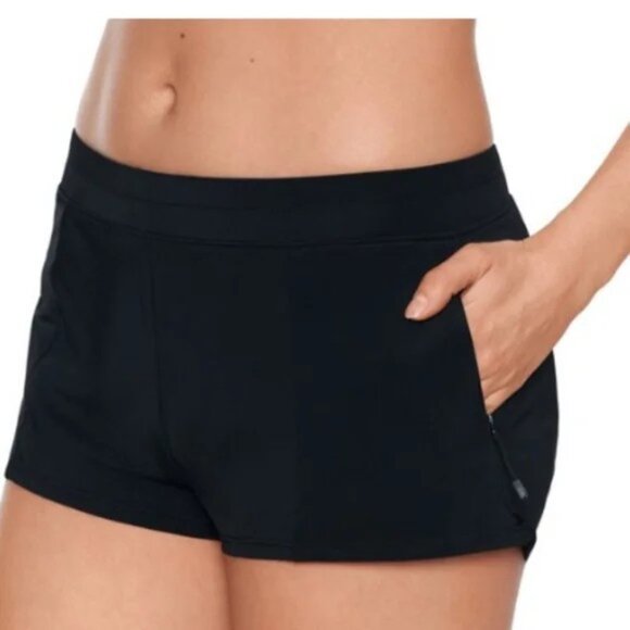 Aviva Other - NWOT Aviva Women's Black Swim Shorts S M Zip Side Pocket